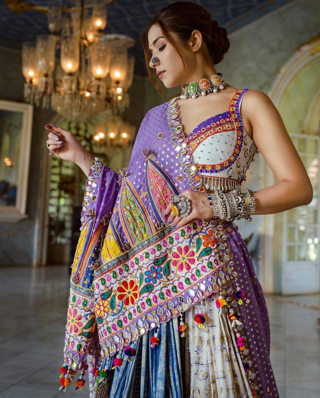 Butter Silk Navratri Special Lavender color Chaniya Choli