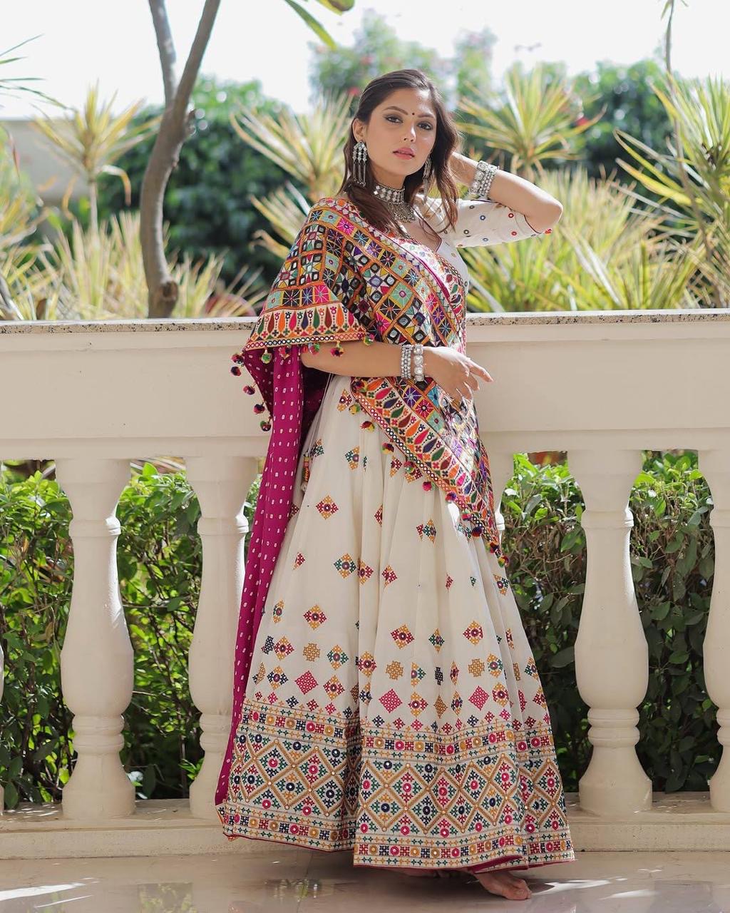 Digital Print with Real Mirro Work Designer Chaniya Choli Set