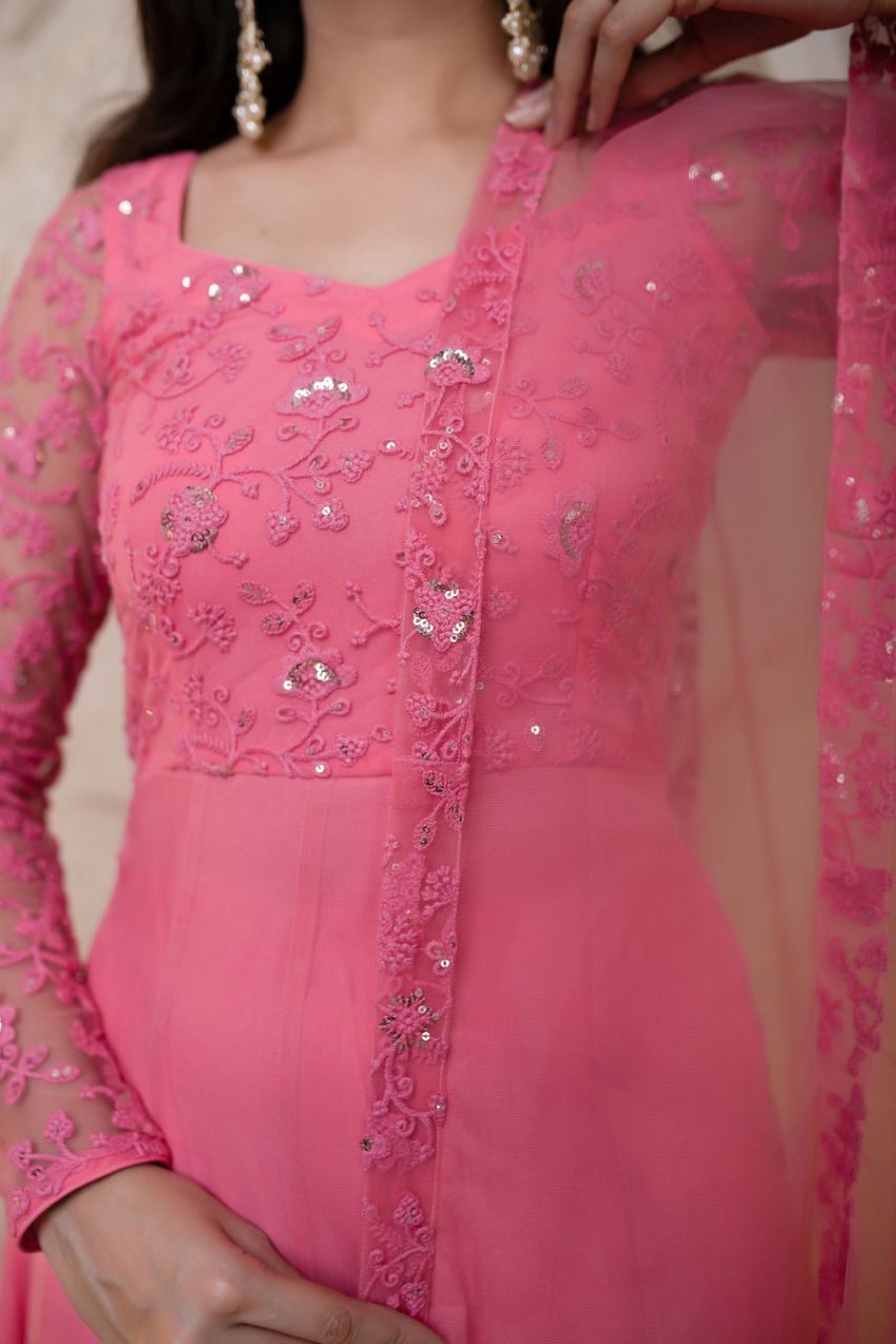 Heavy Embroidery work Gown Dupatta Set
