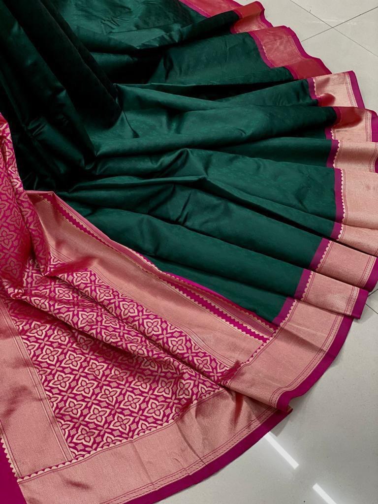 Kanchipuram Soft Lichi Silk Saree with Jacquard Border