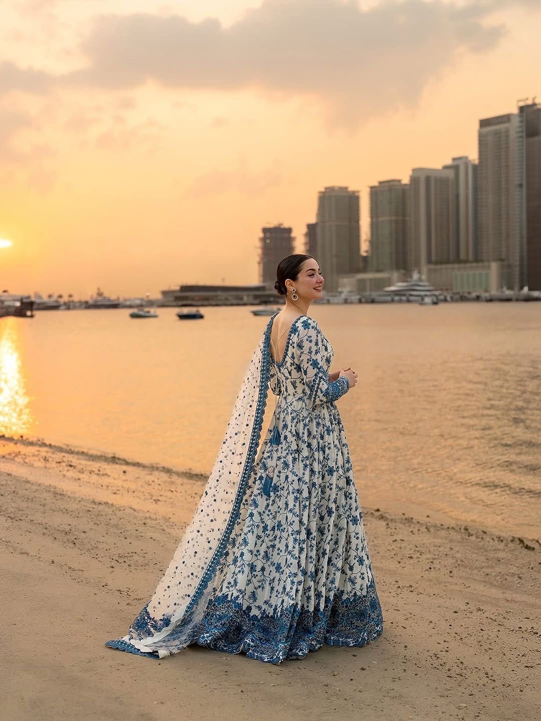 Faux Georgette Embroidery Work Summer Special Gown Pant Dupatta Set