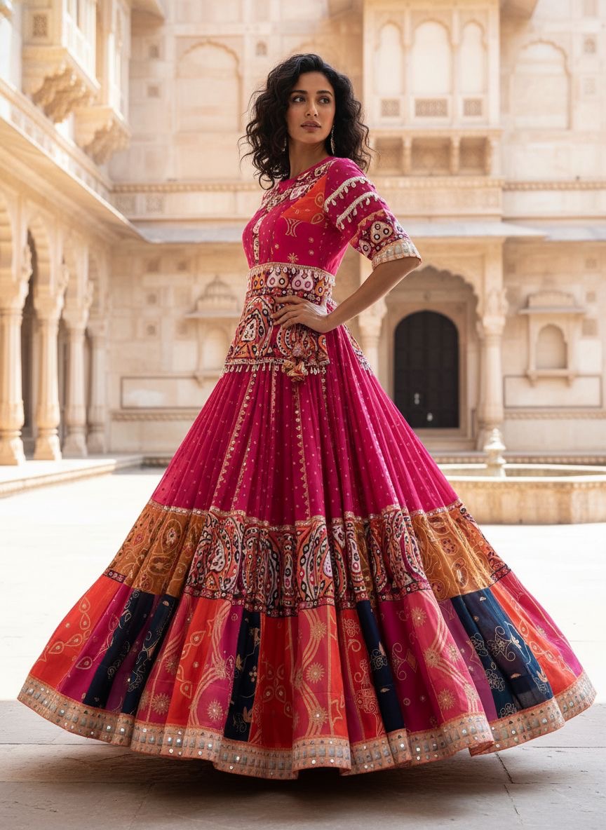 Digital Print With Mirror Work Designer Lehenga Choli