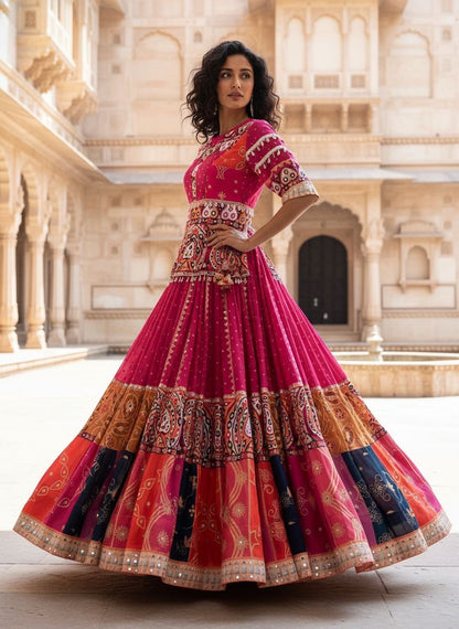 Digital Print With Mirror Work Designer Lehenga Choli