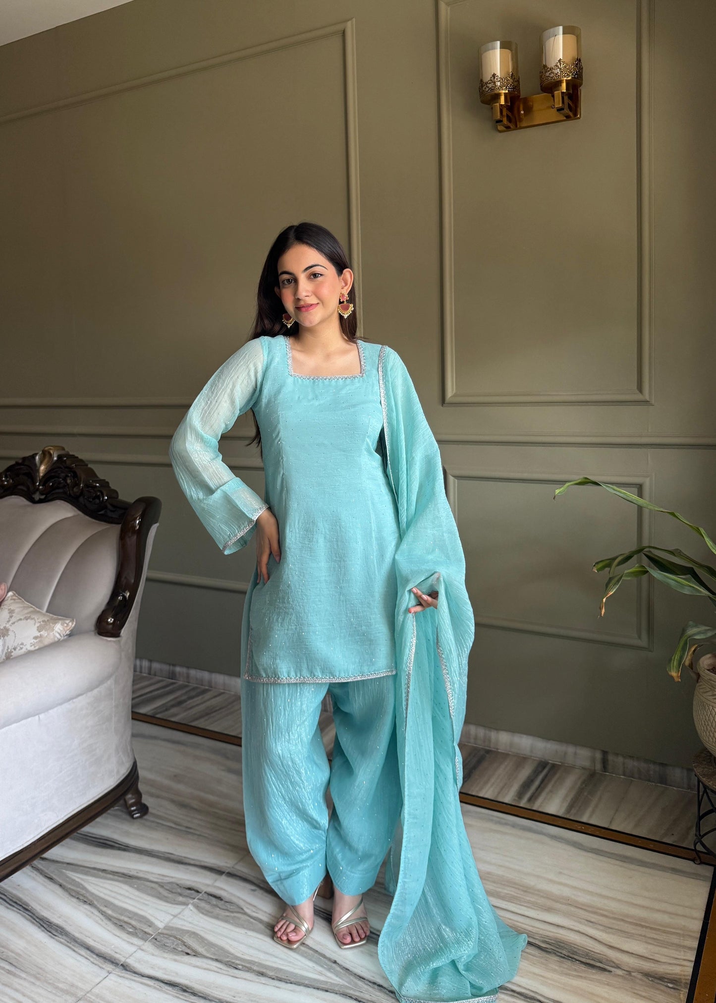 Fendi Silk Farshi Salwar Suit For Women (Ready To Wear)