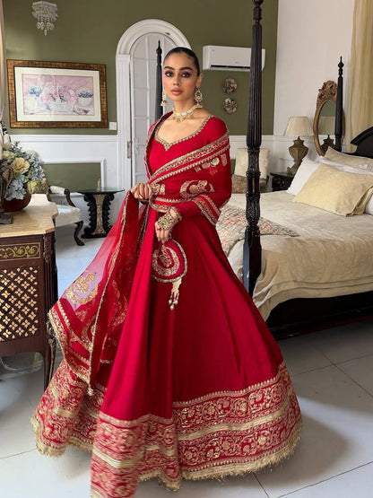 Chinon Silk Designer Anarkali Gown Dupatta Set