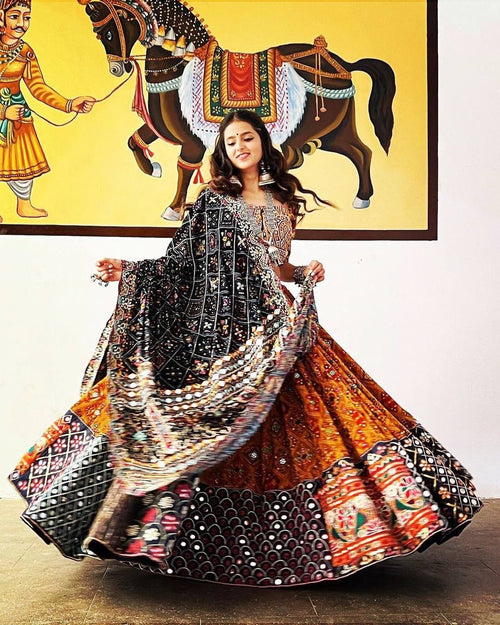 Butter Silk Kutchi Work Gujrati Chaniya Choli Set