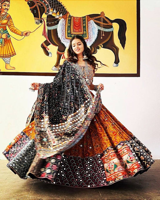 Butter Silk Kutchi Work Gujrati Chaniya Choli Set