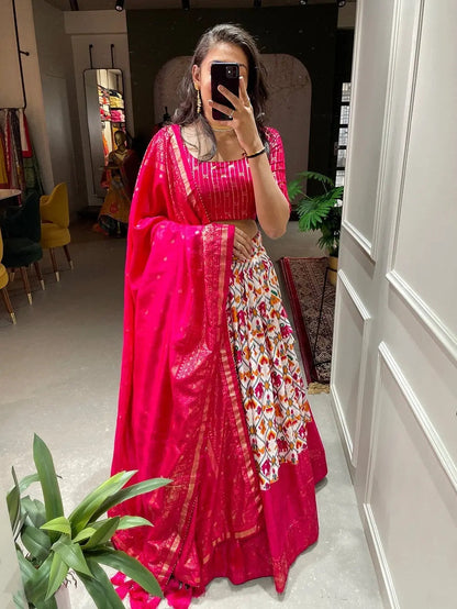 Dola Silk Patola Print with Foil work Navratri special Chaniya Choli (Stitched)