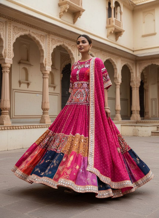 Digital Print With Mirror Work Designer Lehenga Choli