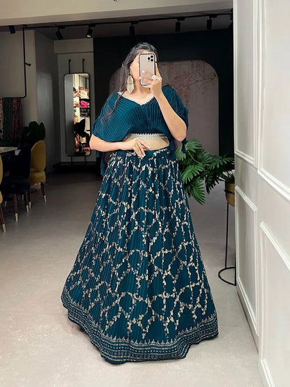 Faux Georgette Sequence Embroidery work Lehenga Choli