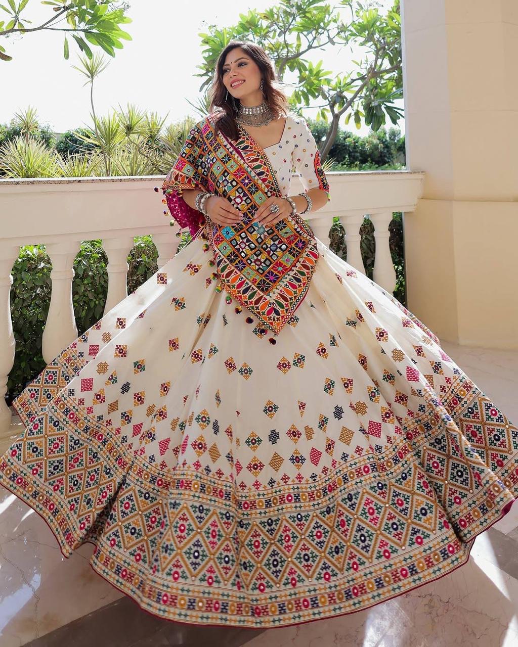 Digital Print with Real Mirro Work Designer Chaniya Choli Set