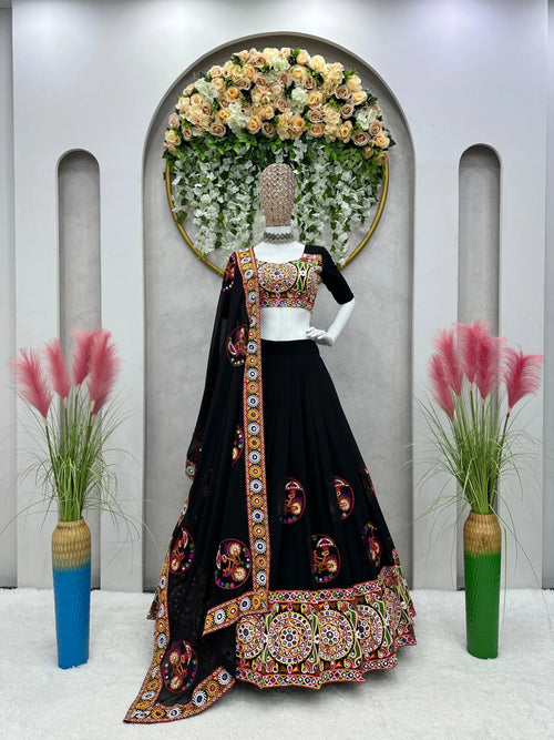 Faux Gerogette Full Mirror work Chaniya Choli (Stitched)
