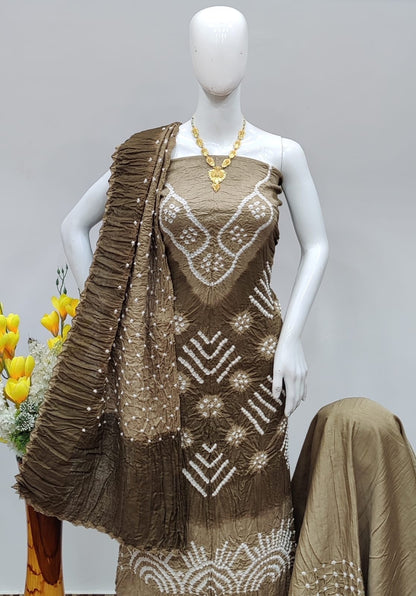 Hand Crafted Cotton Self Color Original Kutch Bandhani Dress Material (Unstitched)