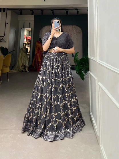 Faux Georgette Sequence Embroidery work Lehenga Choli