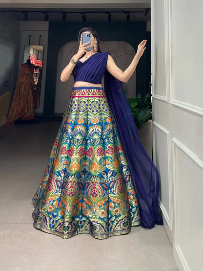 Banarsi Silk Zari Weaving work Lehenga Choli Set