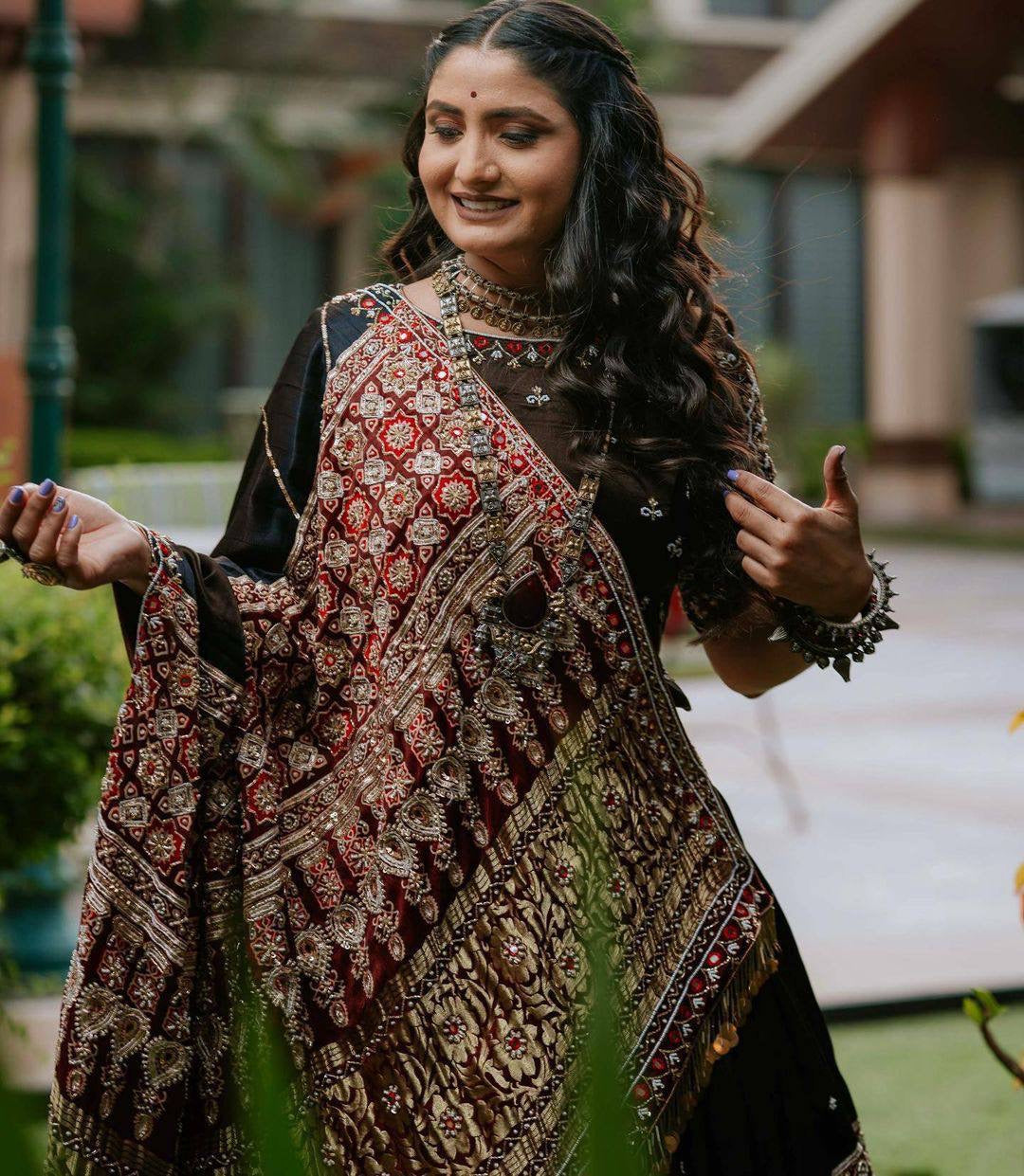 Heavy Muslin Real Mirror work Digital Print Chaniya Choli