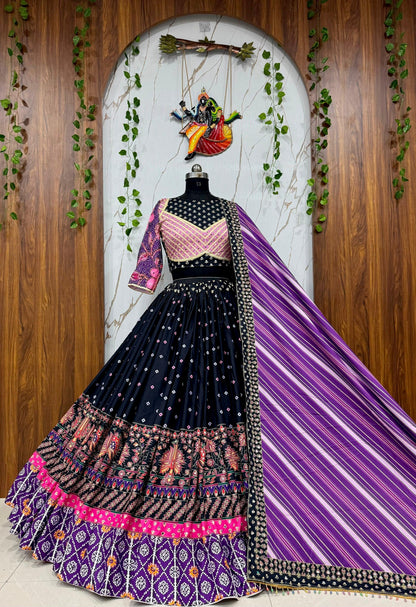 Ethenika Trending Designer Chaniya Choli for Navratri | Malai Silk with Mirror Work