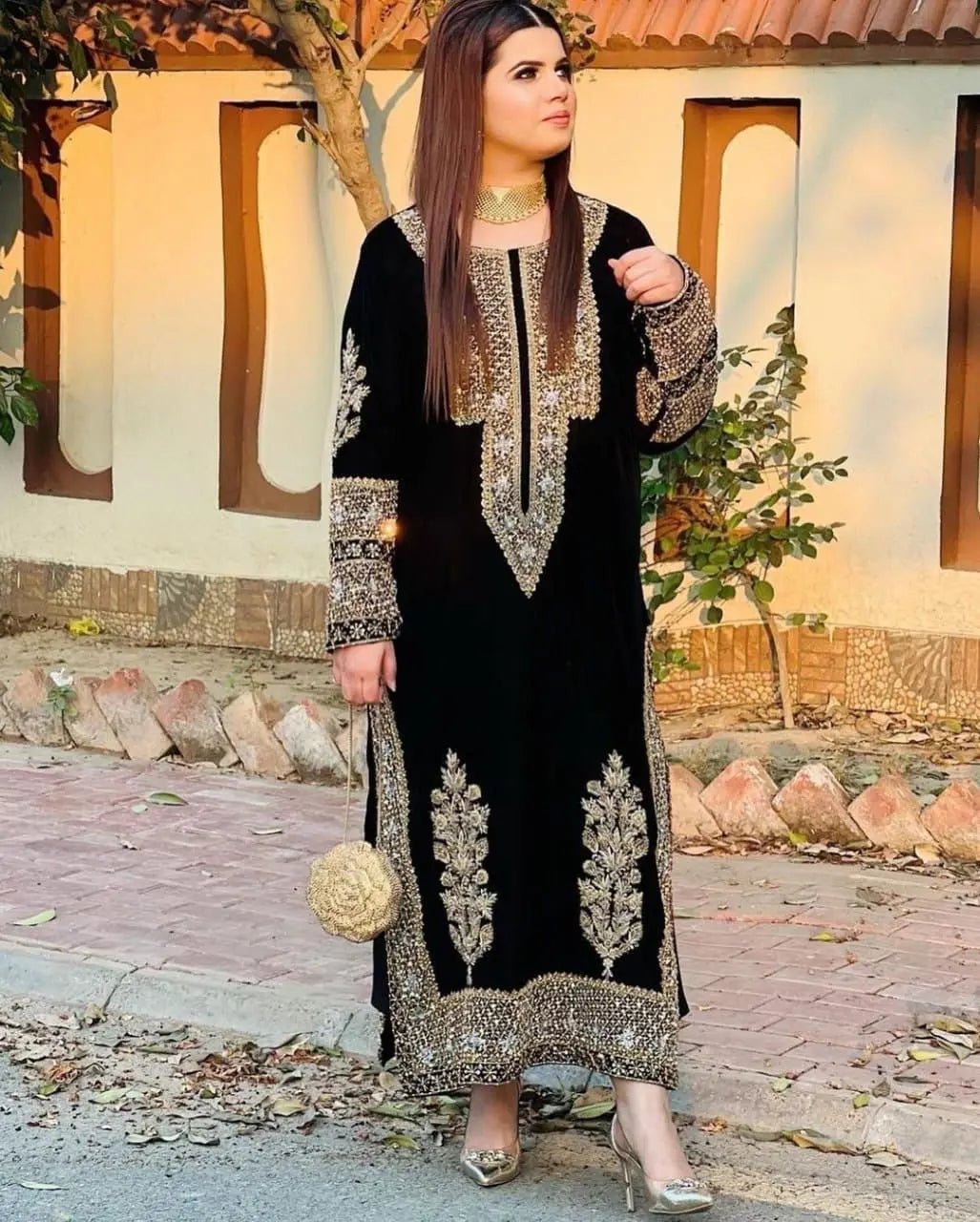 Georgette Heavy Sequence Work Pakistani Kurti Pant Set ( Stitched)