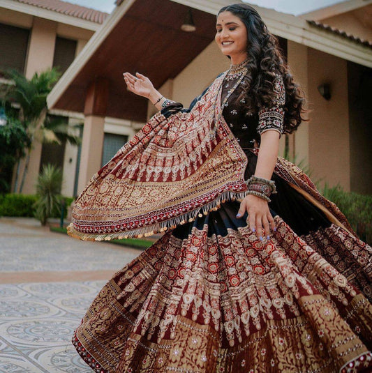 Heavy Muslin Real Mirror work Digital Print Chaniya Choli