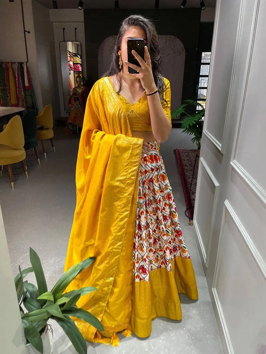 Dola Silk Patola Print with Foil work Navratri special Chaniya Choli (Stitched)