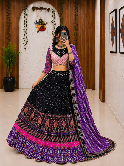 Ethenika Trending Designer Chaniya Choli for Navratri | Malai Silk with Mirror Work