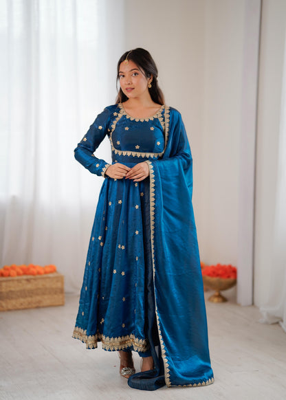 Fendi Silk Sequence Embroidery Work Gown Dupatta Pant Set