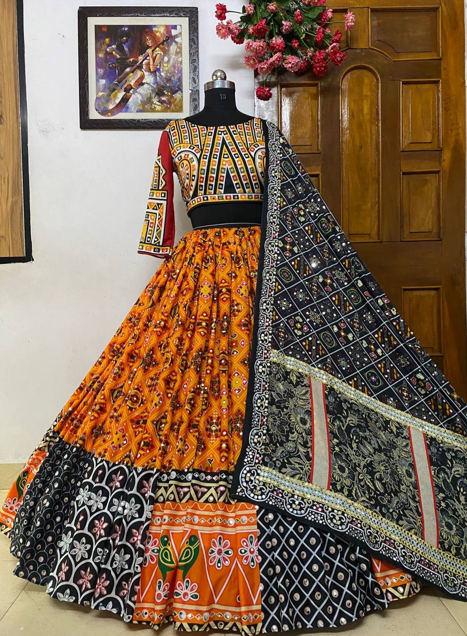 Butter Silk Kutchi Work Gujrati Chaniya Choli Set