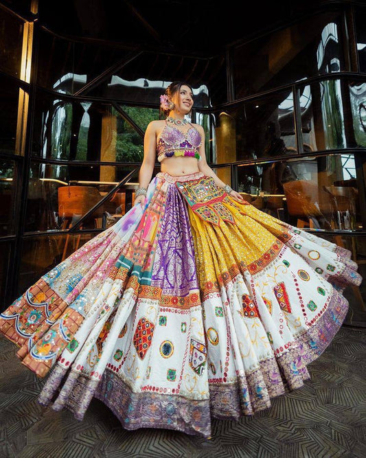 Butter Silk Kutchi Thread Mirror Work Lehenga Choli