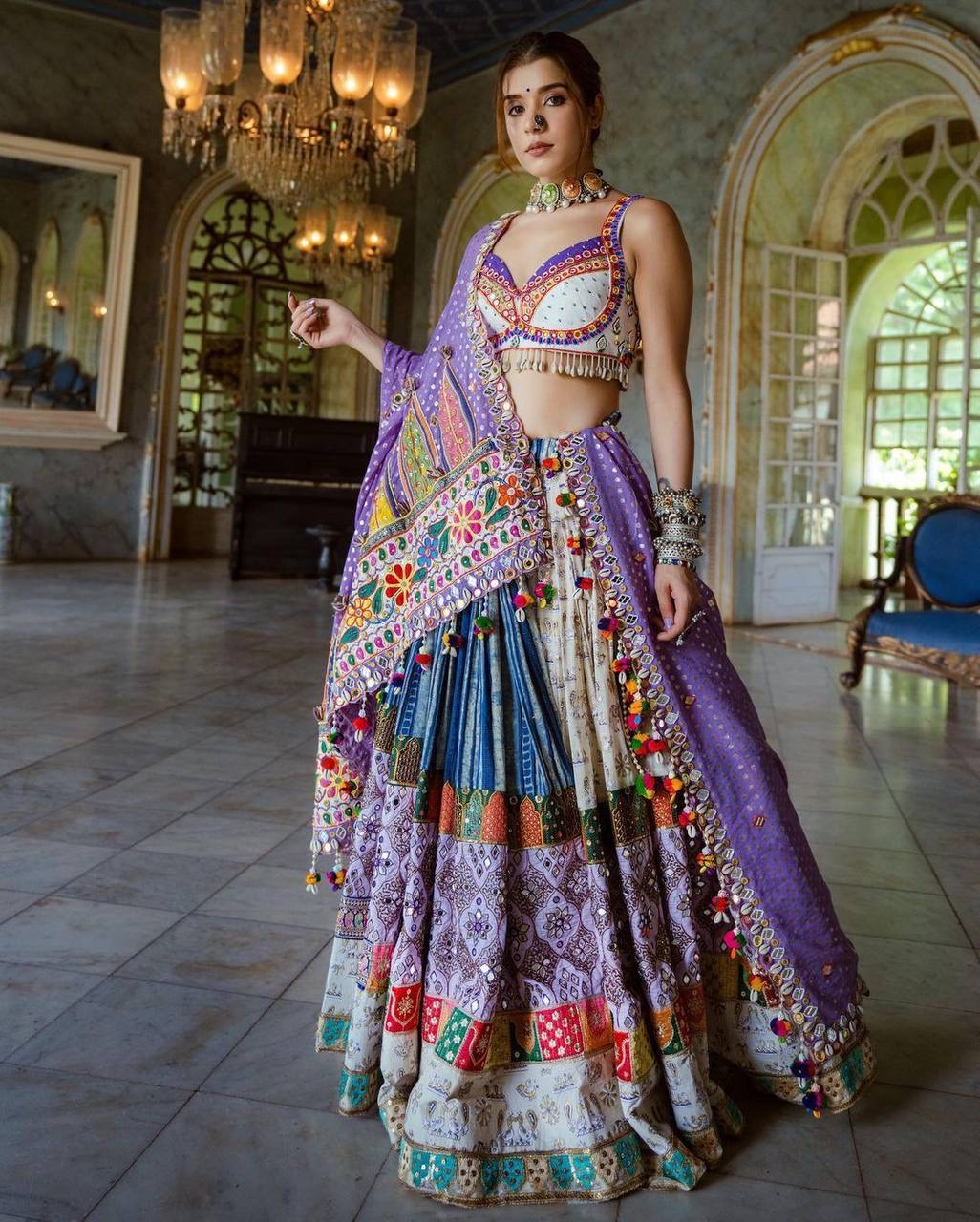 Butter Silk Navratri Special Lavender color Chaniya Choli