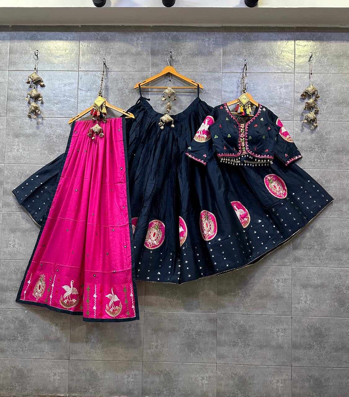 Jaam Cotton Silk Gamthi work Navratri Special Chaniya Choli