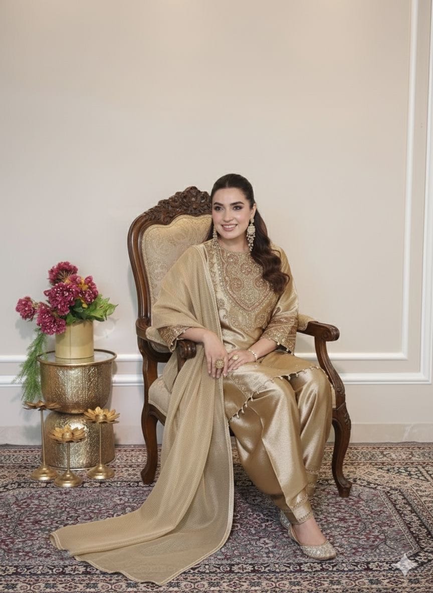 Fendy Silk Sequence Work Designer Farshi Salwar Suit Set