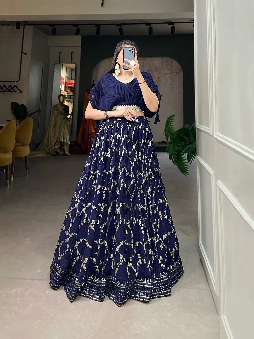 Faux Georgette Sequence Embroidery work Lehenga Choli