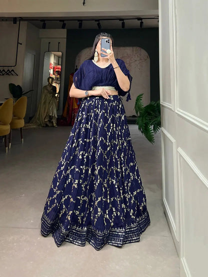 Faux Georgette Sequence Embroidery work Lehenga Choli