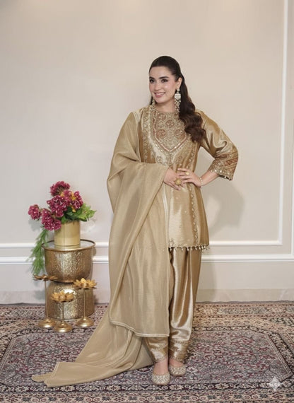 Fendy Silk Sequence Work Designer Farshi Salwar Suit Set