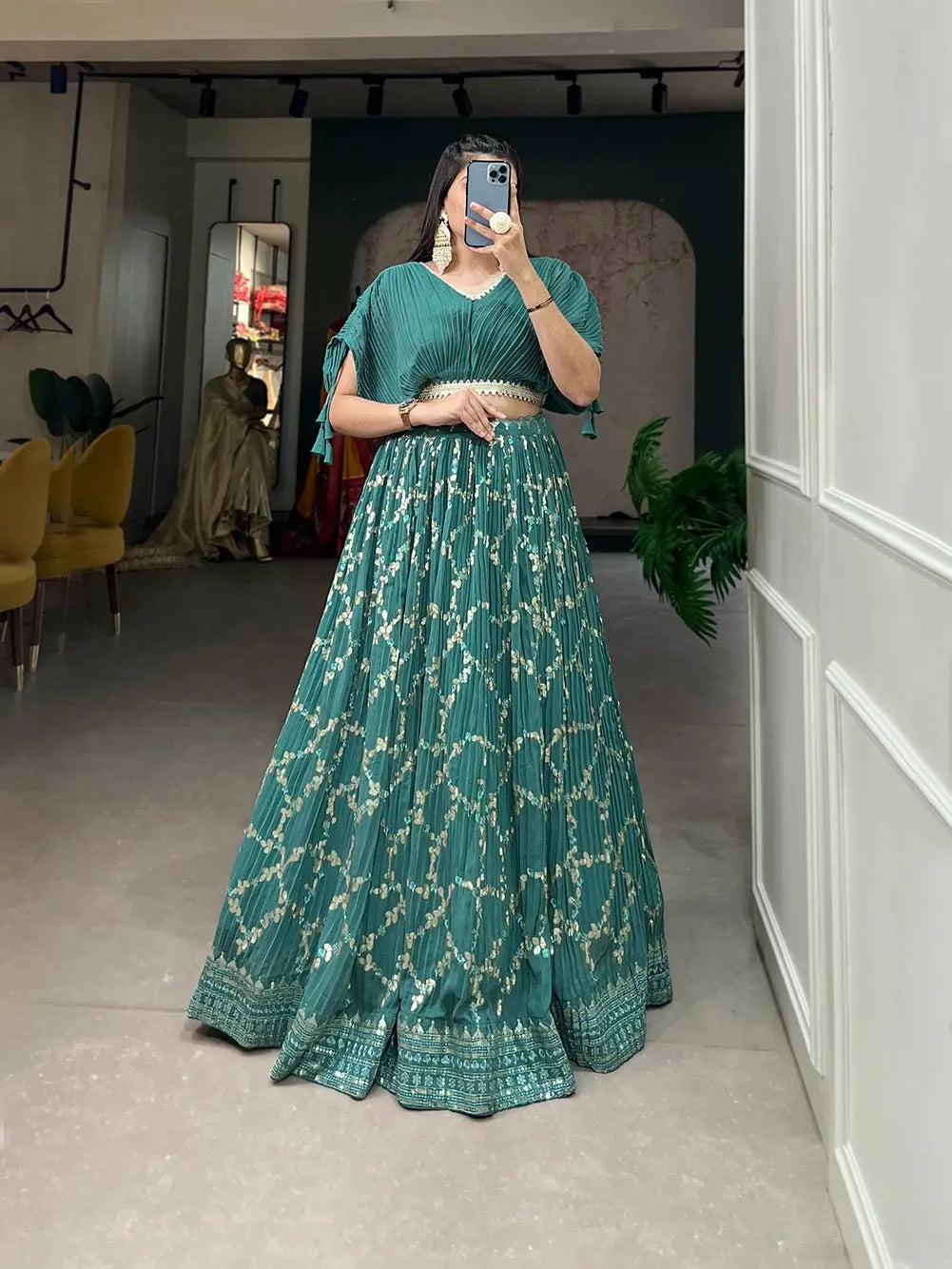 Faux Georgette Sequence Embroidery work Lehenga Choli