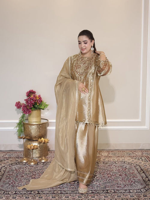 Fendy Silk Sequence Work Designer Farshi Salwar Suit Set