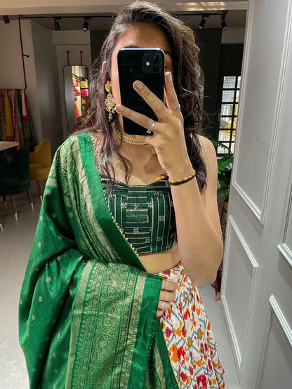 Dola Silk Patola Print with Foil work Navratri special Chaniya Choli (Stitched)