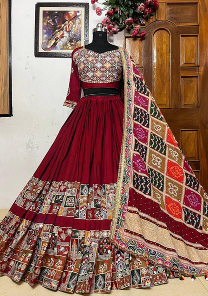 Designer Digital Print Mirror work Navratri Chaniya Choli