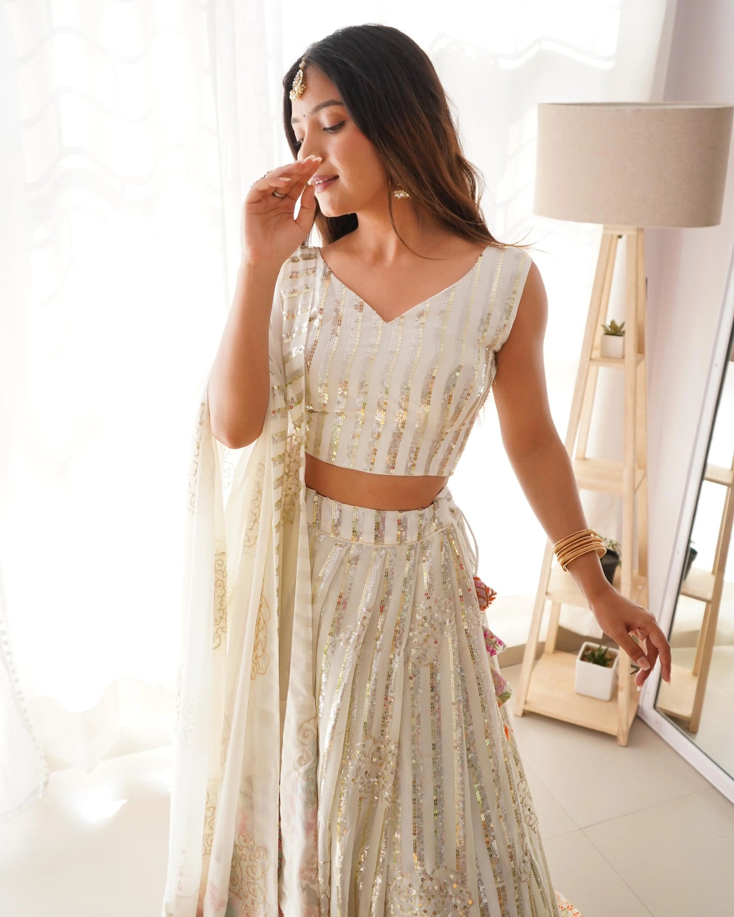 Faux Georgette Sequence Embroidery work  Lehenga Choli