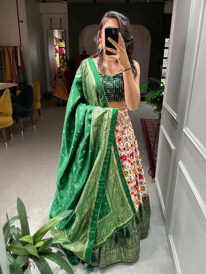 Dola Silk Patola Print with Foil work Navratri special Chaniya Choli (Stitched)