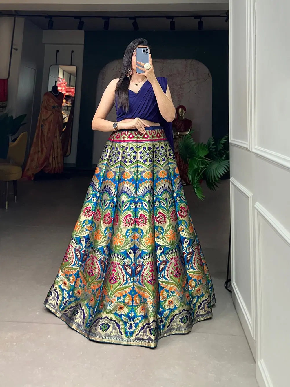 Banarsi Silk Zari Weaving work Lehenga Choli Set