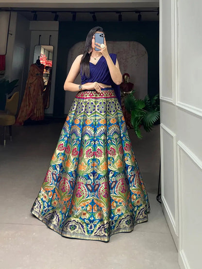 Banarsi Silk Zari Weaving work Lehenga Choli Set
