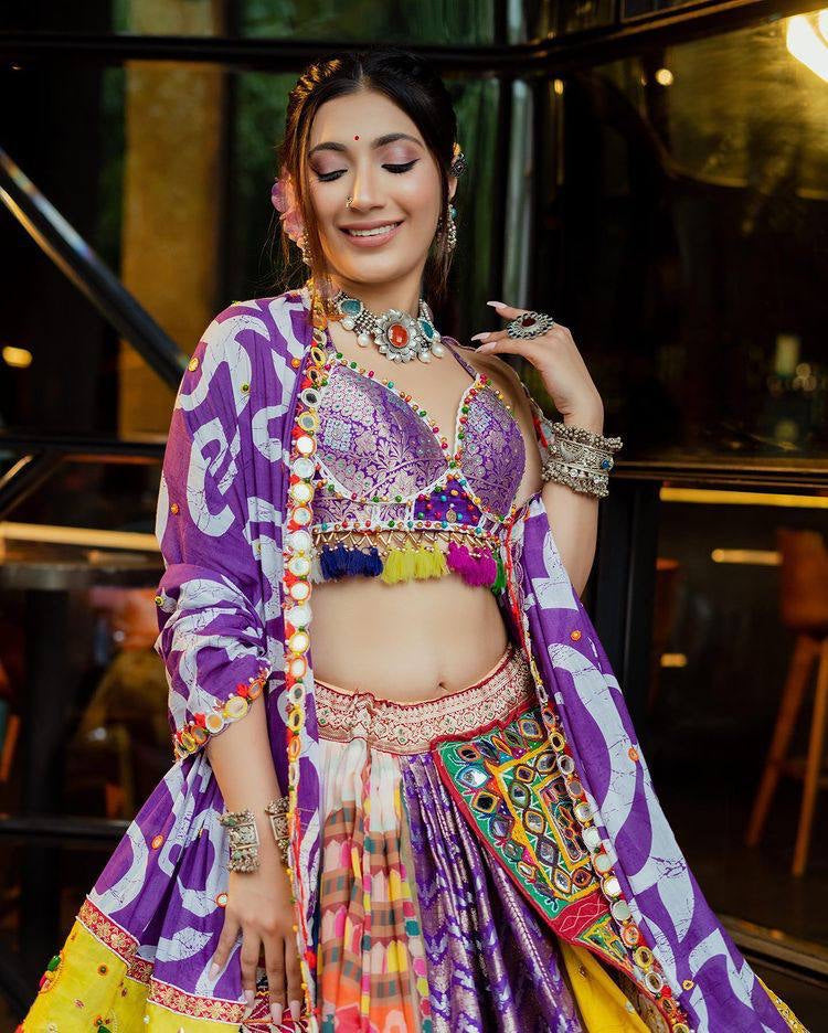 Butter Silk Kutchi Thread Mirror Work Lehenga Choli