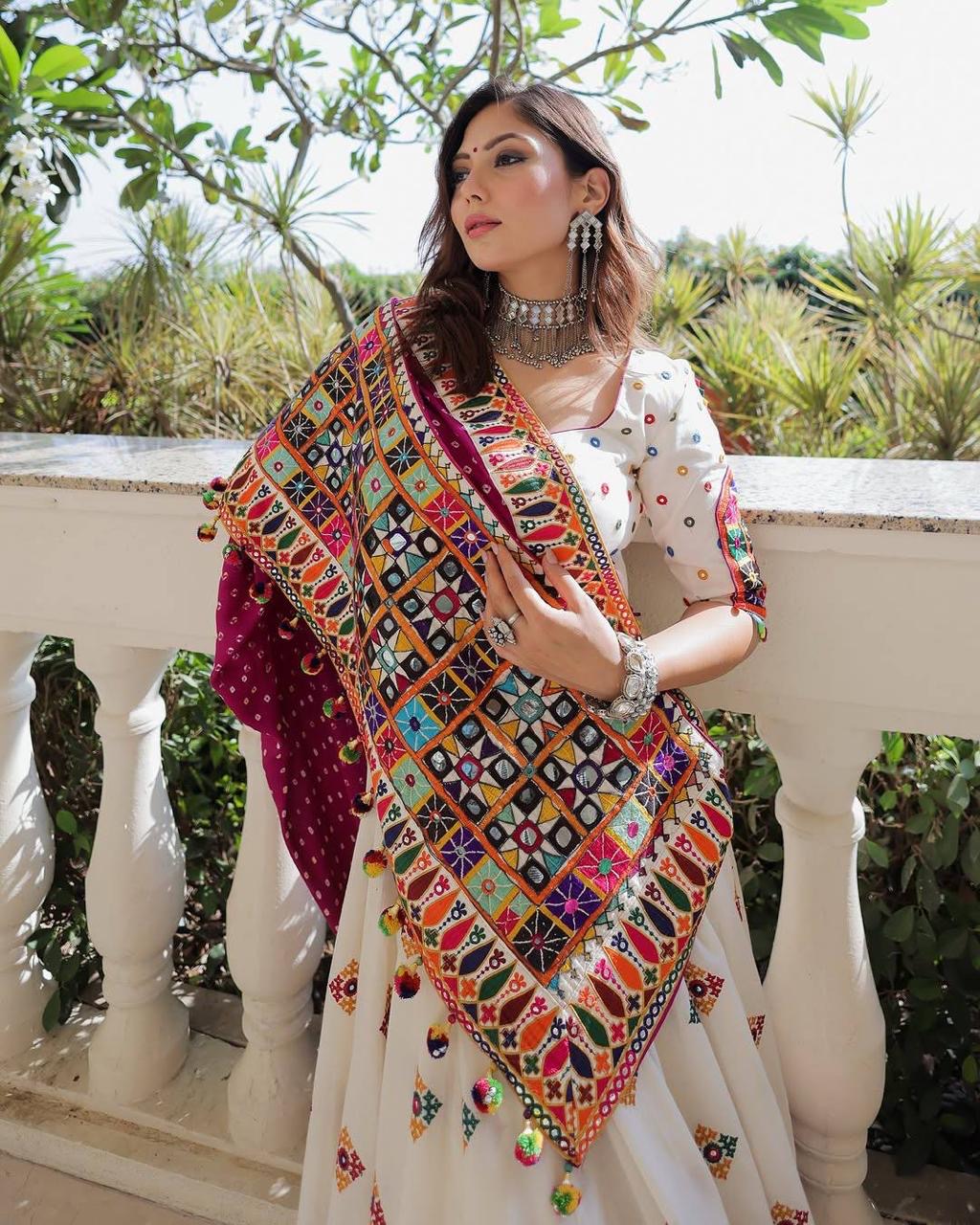 Digital Print with Real Mirro Work Designer Chaniya Choli Set
