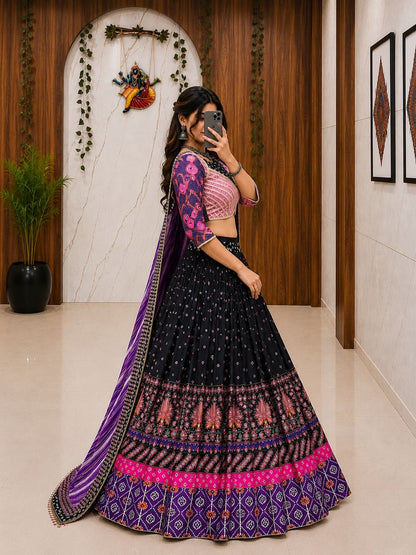 Ethenika Trending Designer Chaniya Choli for Navratri | Malai Silk with Mirror Work