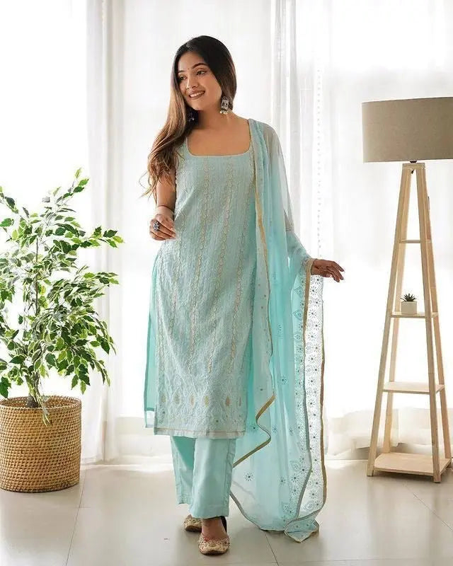 Faux Georgette Sequence Thread work Party wear Salwar Suit