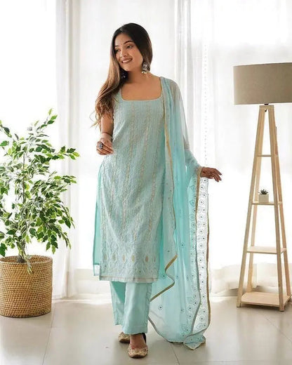 Faux Georgette Sequence Thread work Party wear Salwar Suit