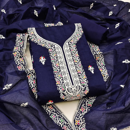 Heavy Chanderi Neck Embroidery work Dress Material (Unstitched)