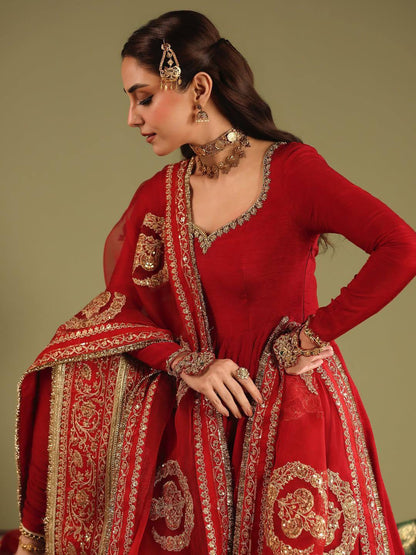 Chinon Silk Designer Anarkali Gown Dupatta Set