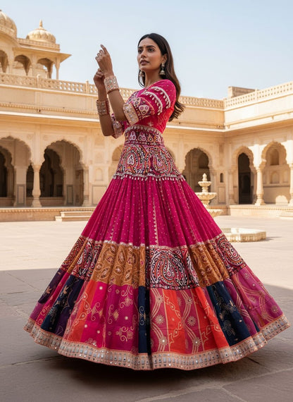 Digital Print With Mirror Work Designer Lehenga Choli